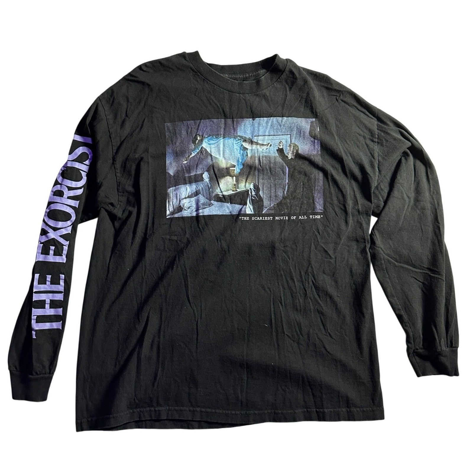 The Exorcist Movie Poster Long Sleeve Graphic T-Shirt Black Horror Film Men’s XL