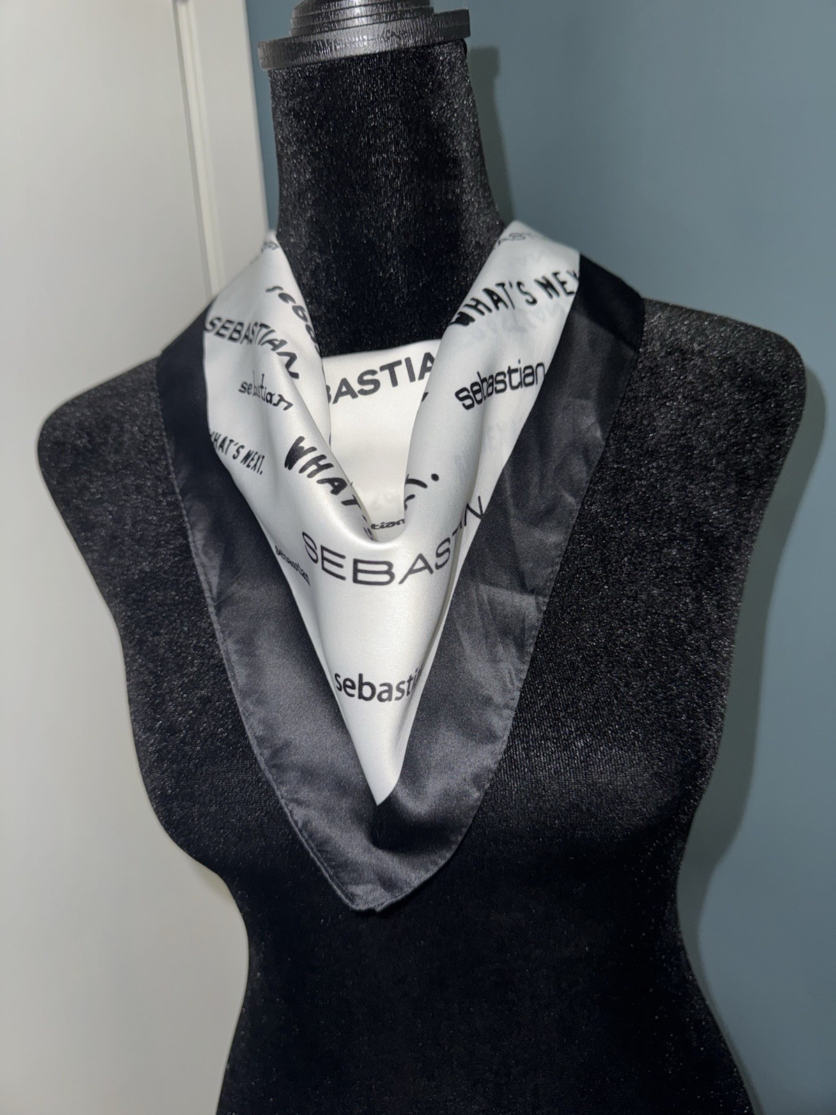 RARE Sebastian Professional Hair Care Promotional Scarf Black & White Logo