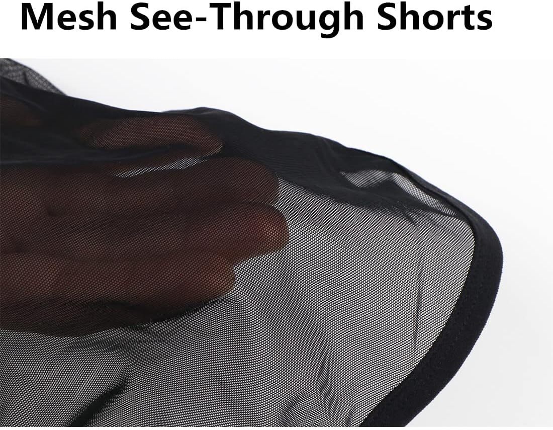 Men’s Boxer Shorts Loose Split Side Mesh See-Through Breathable Underwear Boxers