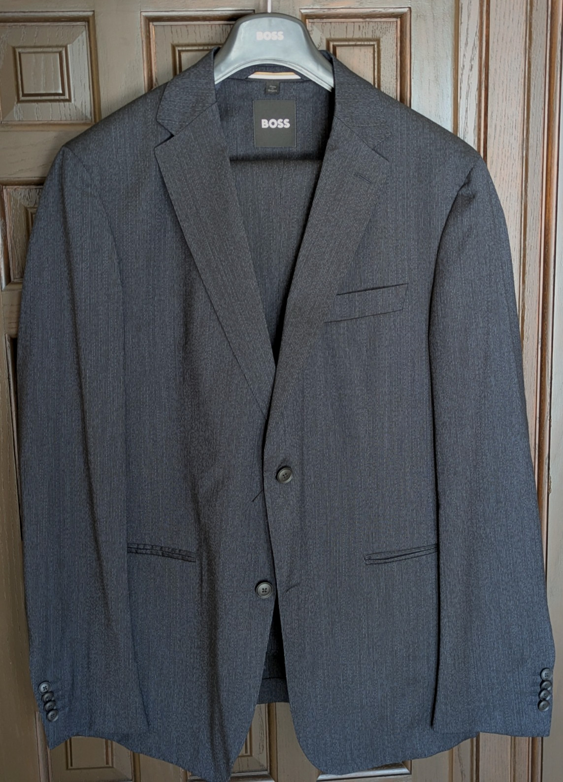 HUGO BOSS Huge Slim Fit Stretch Wool Blend Suit, Blue Mélange, Size 44 R