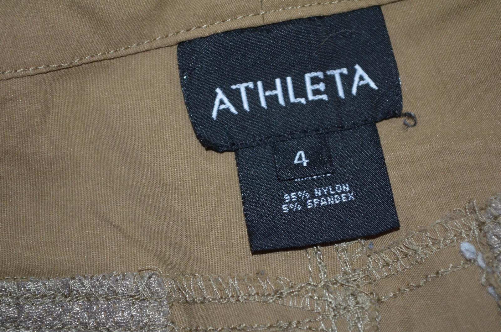 Athleta Beige 95% Nylon/5% Spandex Straight Leg Cargo Pants Size 4