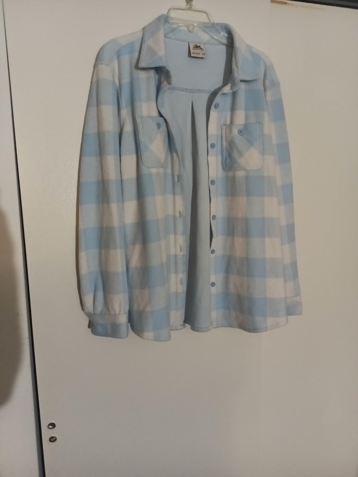 ZeroXposur Men’s Blue/White Plaid Flannel Button-Up Point Collar Pockets Sz L