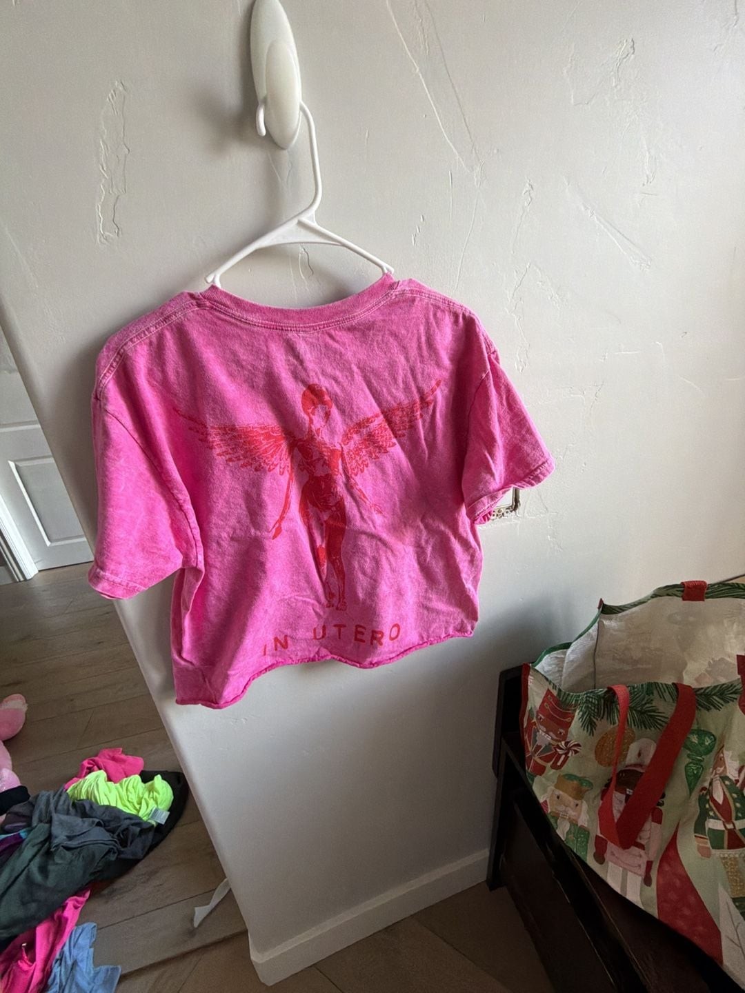 Nirvana Pink Acid Wash In Utero Crop T-Shirt