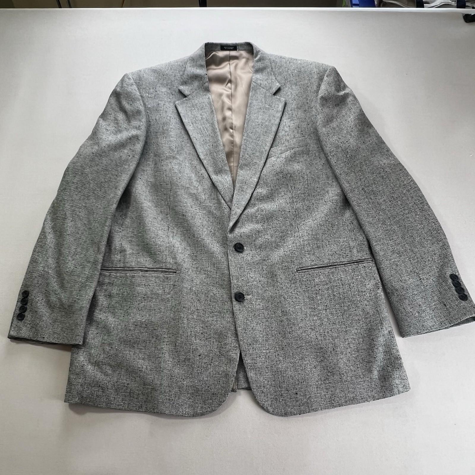 Silk Blazer 44L Gray Birdseye Tweed Jacket Deansgate Business Casual
