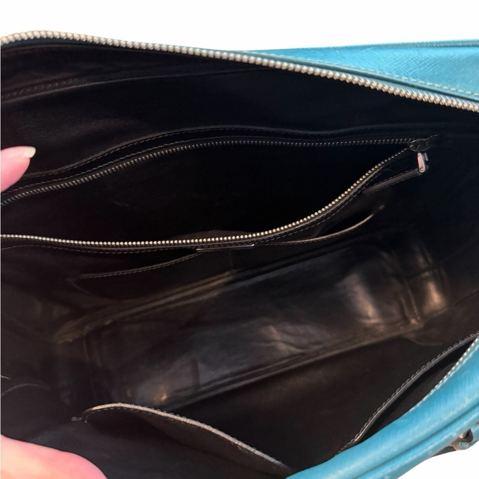 Prada Green Saffiano Leather Tote Briefcase
