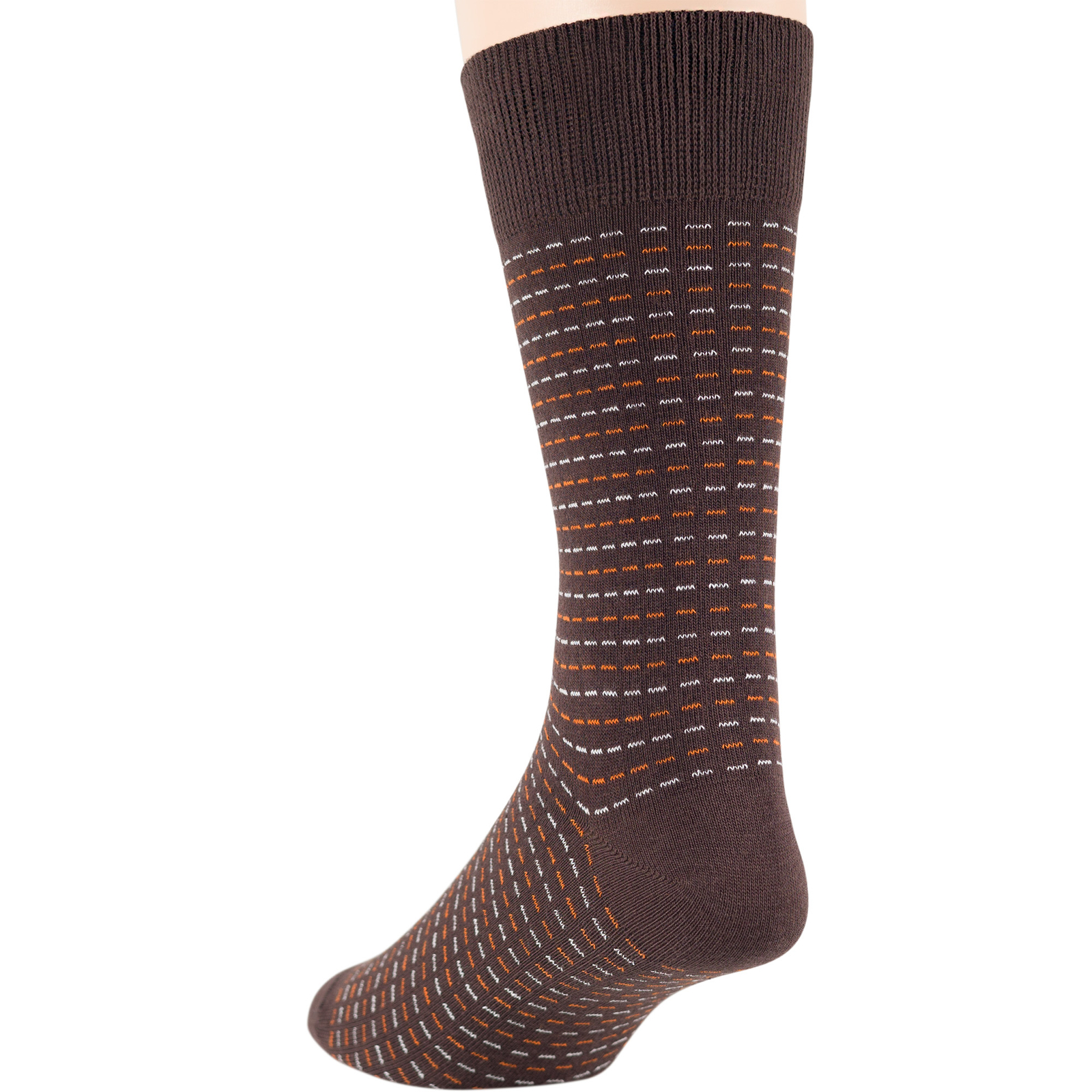 Men Cotton Dress Socks 6 Pack Large Argyle Polka Dot Stripes Beige Tan Brown