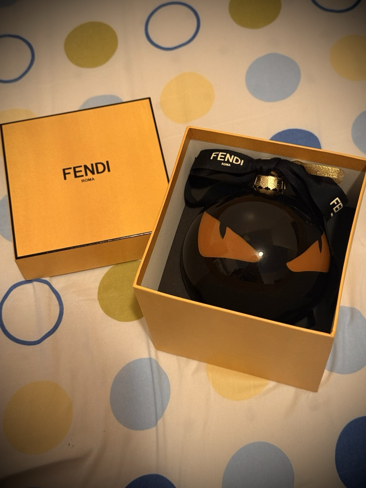 FENDI Christmas Ball Monster Bugs Ornament Plastic Black / Approx.4.3 in / 11cm