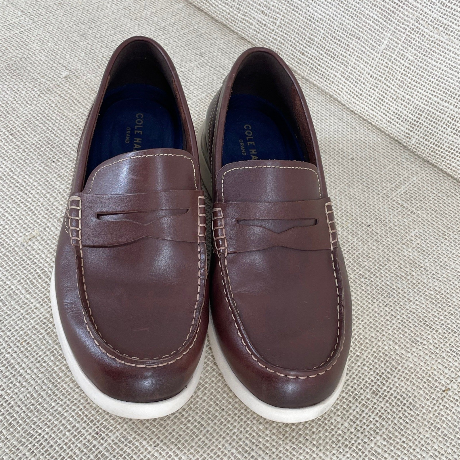 Cole Haan Grand Atlantic Penny Loafers Mens 8.5 Mahogany Brown Leather C33028