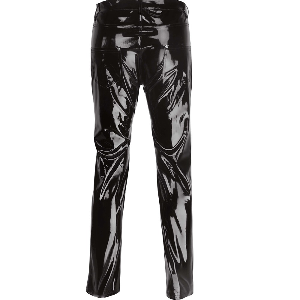 Men Faux Leather PVC Pants Trousers Long Shiny Clubwear Punk Gothic Black Pants