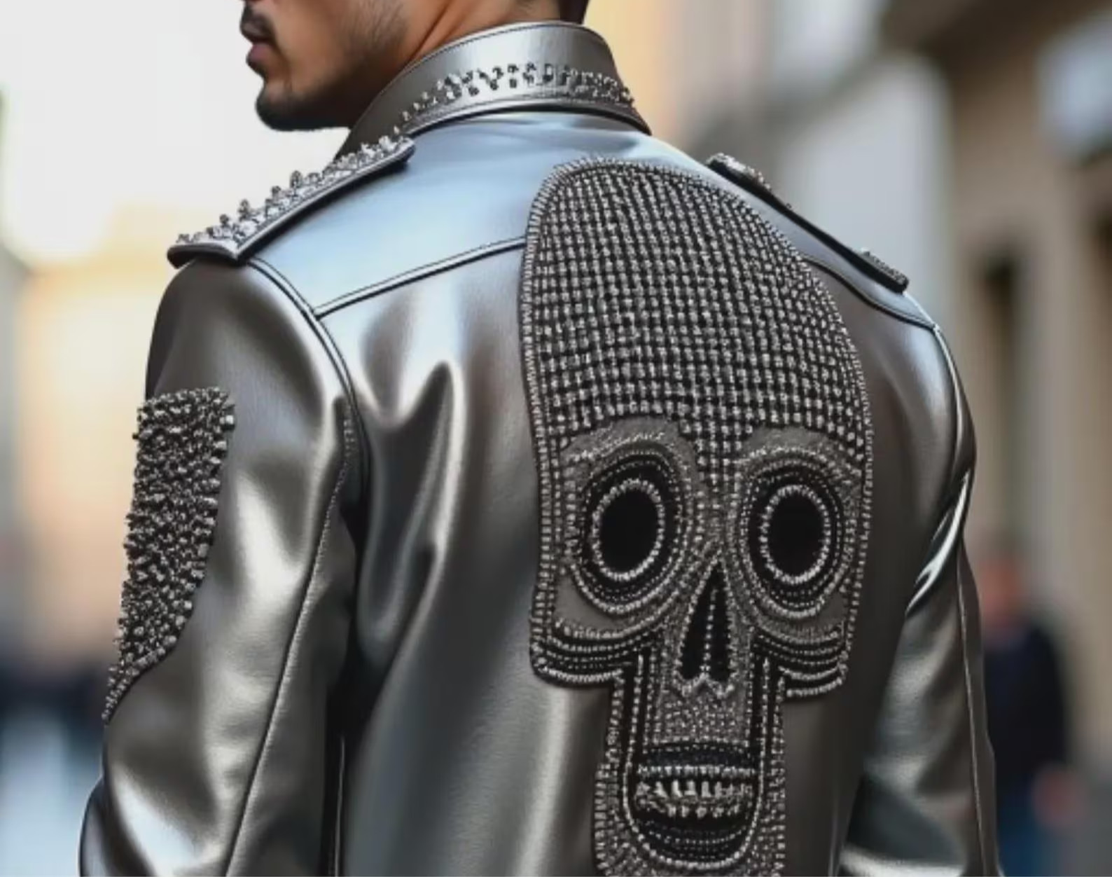 New Men’s Handmade silver studded jacket