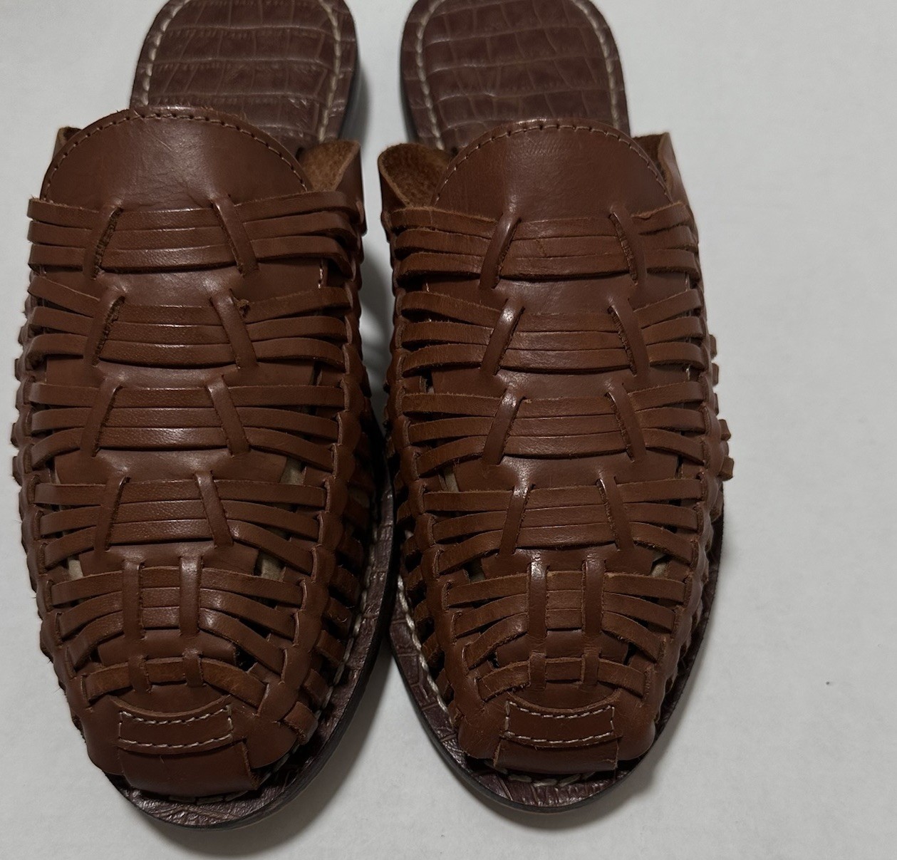 Sam Edelman Brown Woven Leather Mule Slides Fisherman Huarache Slip On Size 7