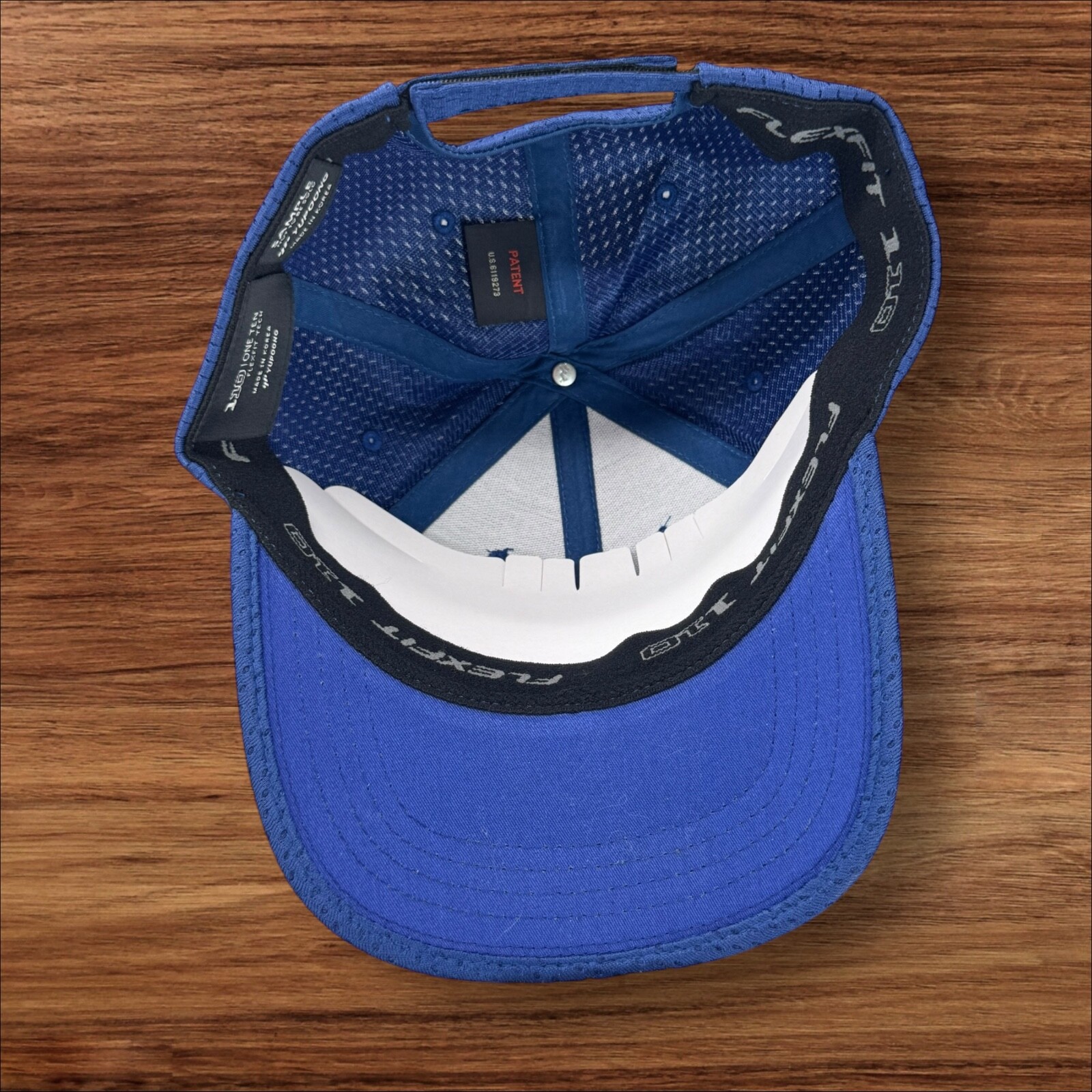 Flexfit Tech 110 One Ten Navy Blue Hat Sample Yupoong Patent Snapback Cap