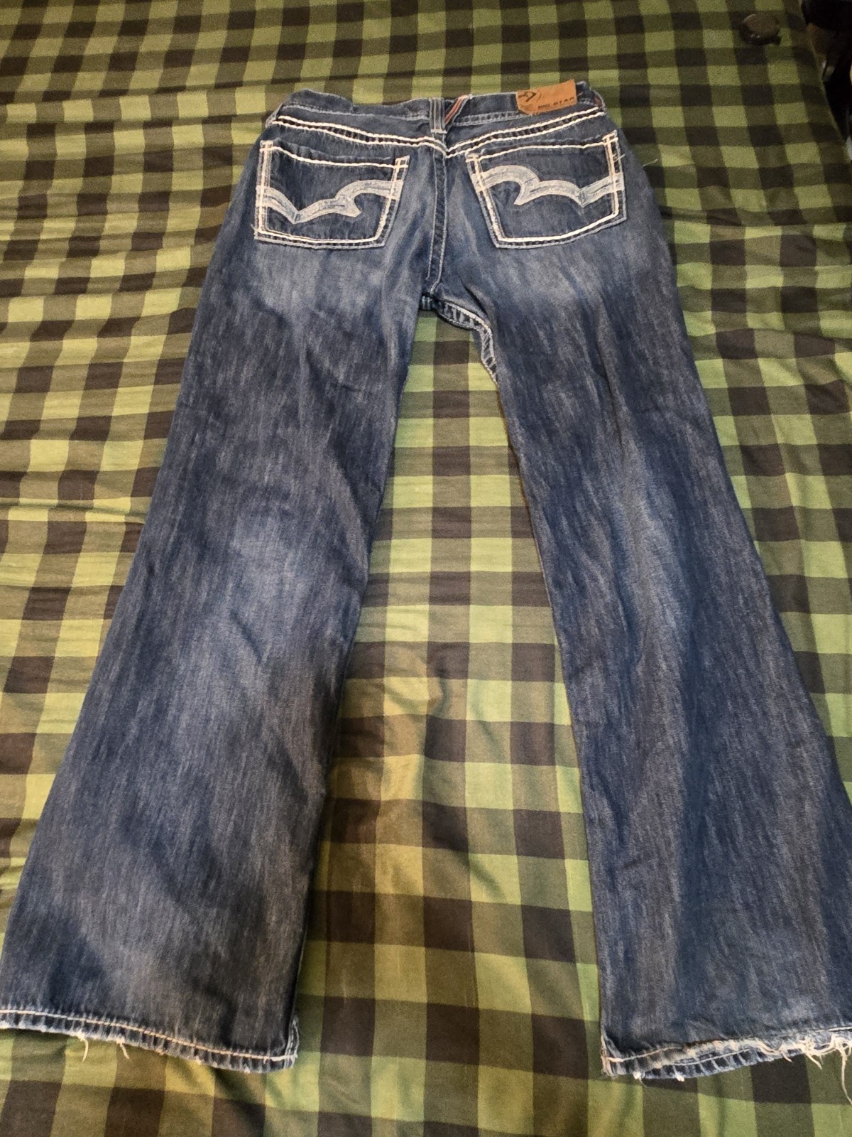 BIG STAR Men’s Blue Denim Jeans Medium/Dark Wash Bootcut Fit Regular