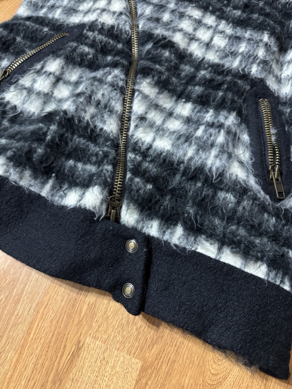 Free People Plaid Sherpa Moto Jacket Coat Size Small FP
