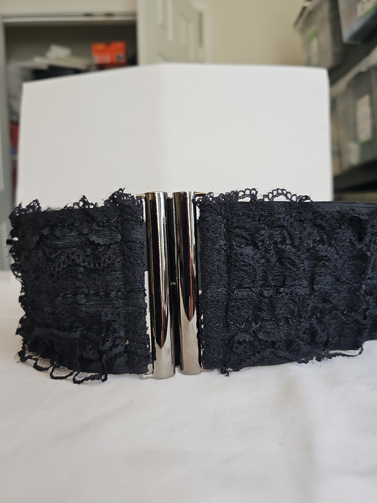 BCBGeneration Belt Wide Laced Waist Black Elasticated Stretch Size M/L