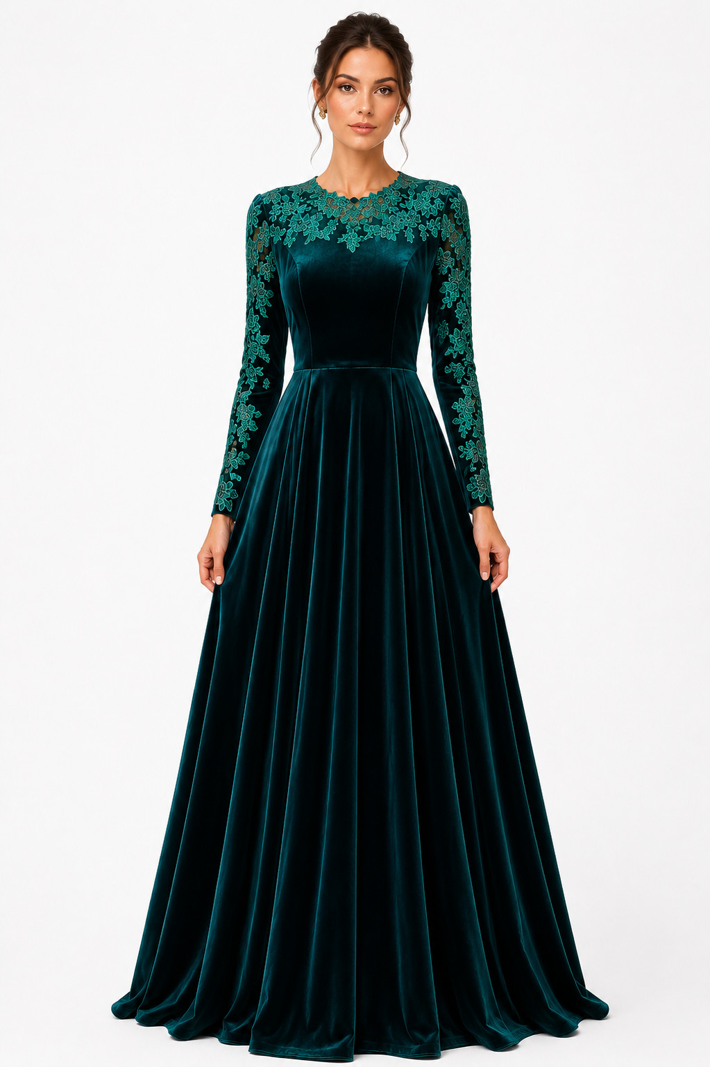 Never Worn! Peacock Blue Custom Gown Size 4/6. Maxi Legnth – 5ft 7 inches.