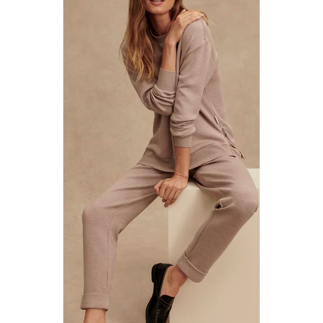 Varley DoubleSoft Rolled Cuff Jogger Pants 25″ Taupe Lounge Athleisure Sz M