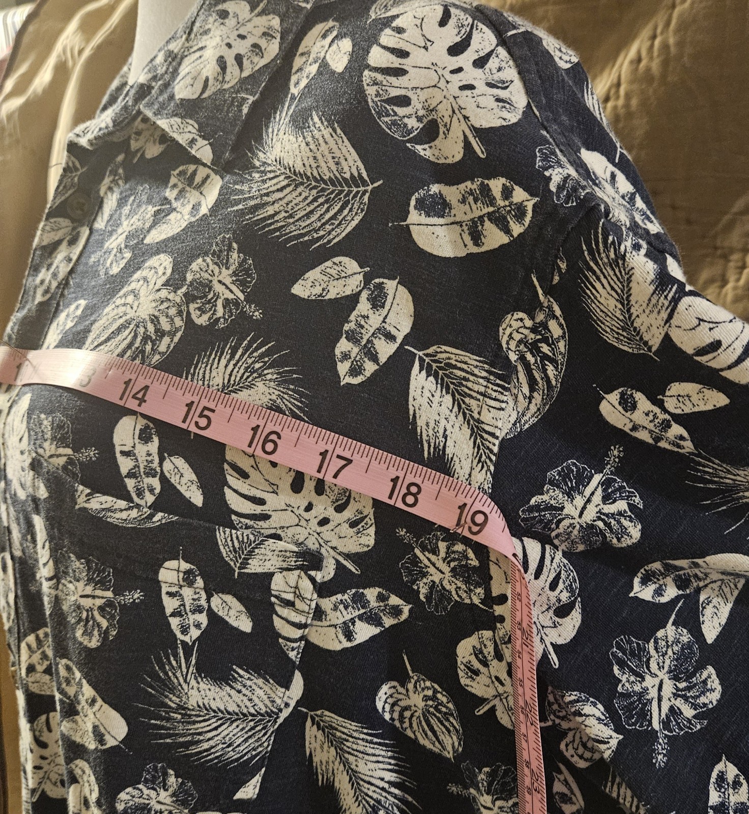 George Hawaiian Floral Button-Up Point Collar Blue/White Men’s 2XL Big & Tall