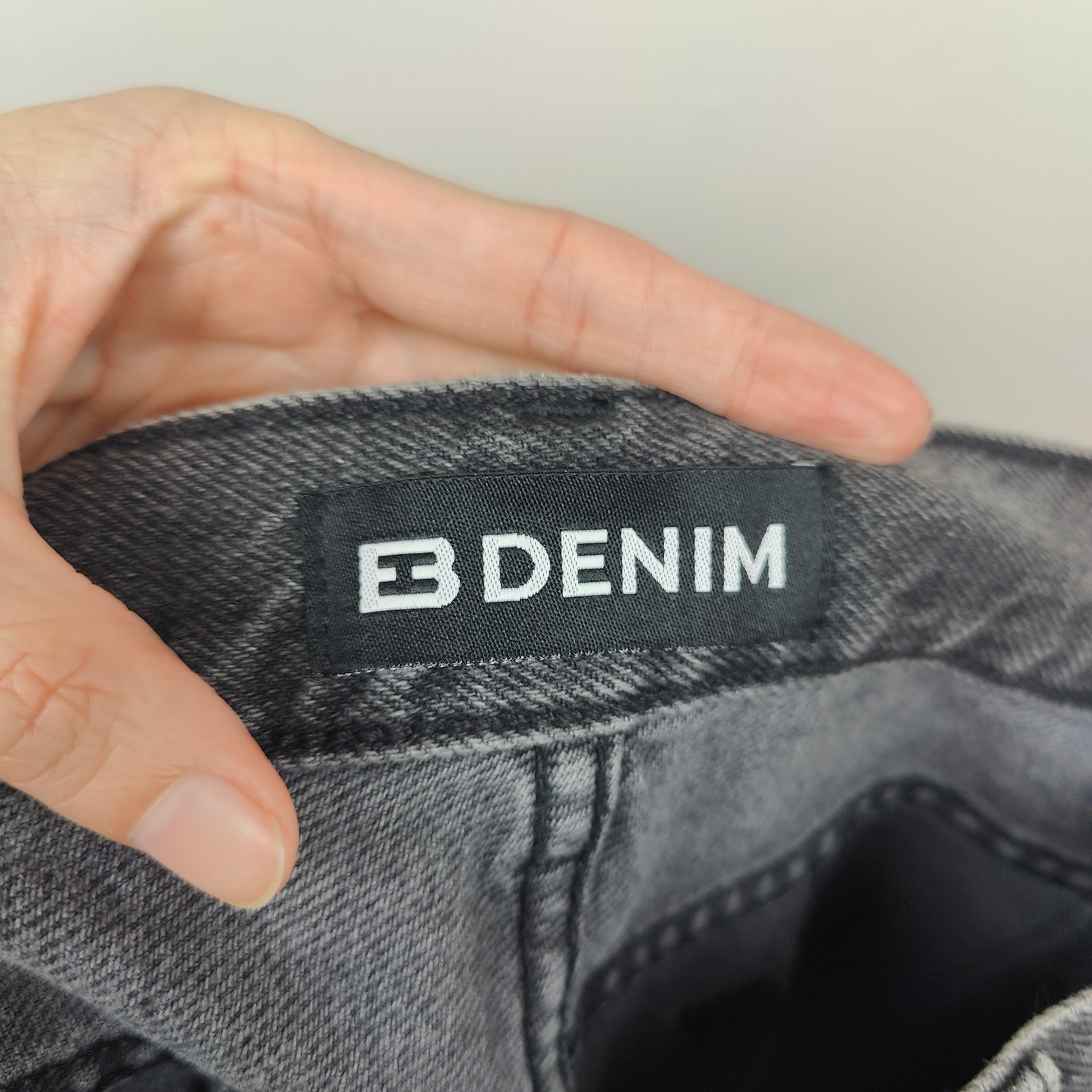 EB Denim Jeans Womens 25 Charcoal Wash Straight Leg Pieced Split Hem Patchwork