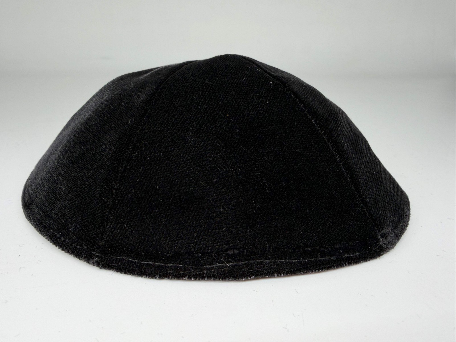 Black 6-Panel Kippah No Trim Classic Minimal – Velvet or Plush Finish