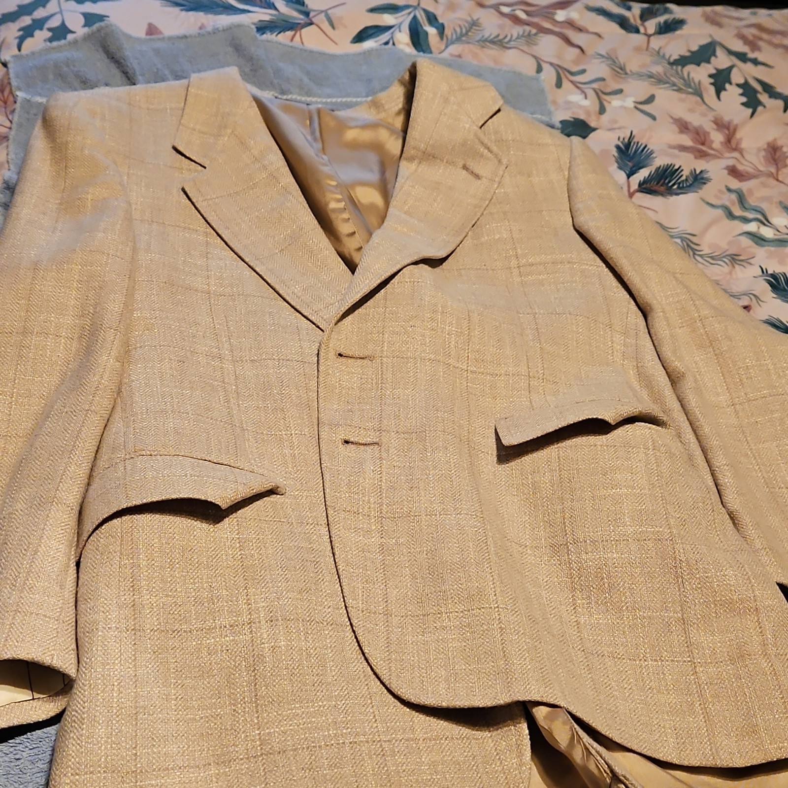 Evan-Picone Men’s Beige Suit Jacket 34R 2-Button Single-Breasted Notch