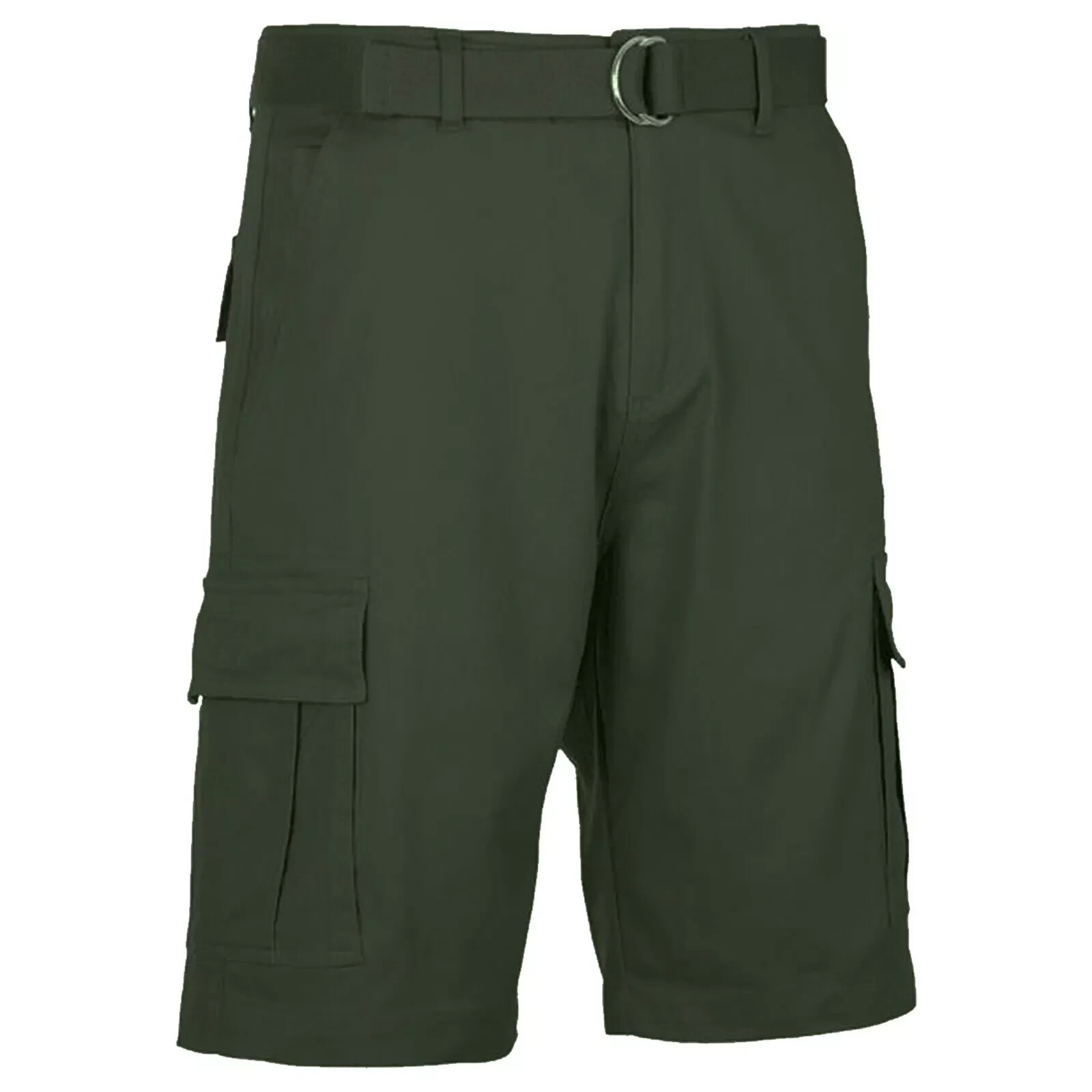 Men’s Cargo Shorts Stretch Lightweight Cotton Twill Multi Pockets Belted Short