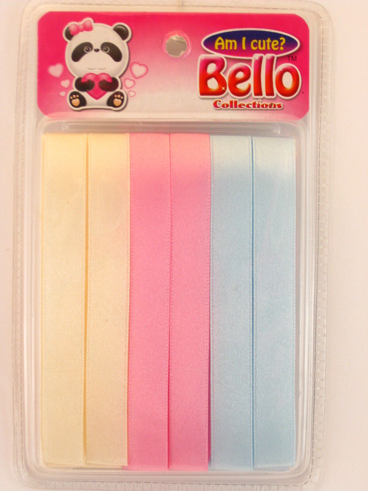 BELLO GIRLS HAIR RIBBONS – IVORY, PINK, BLUE – 6 PCS. (41245)