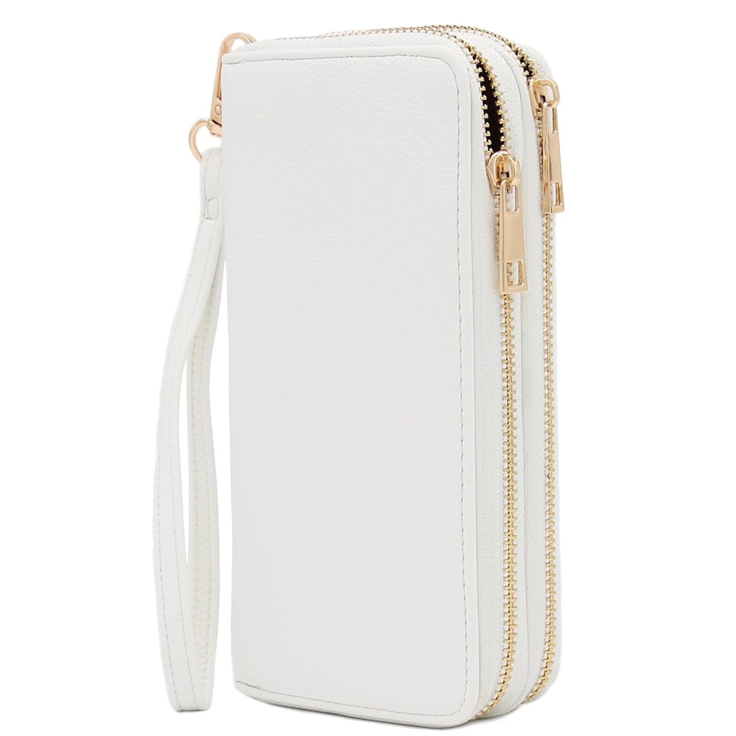 Double Zip PU Leather Wristlet Phone Wallet Small Leather Wallet Purses