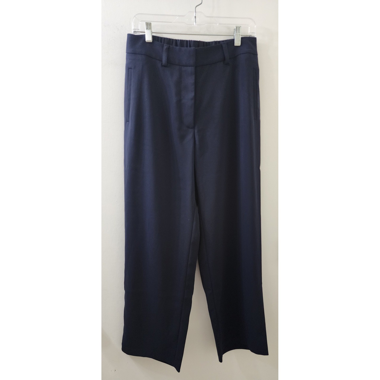 Quince Ultra-Stretch Ponte Wide Leg Pants Navy Blue High Rise Trousers Size 10