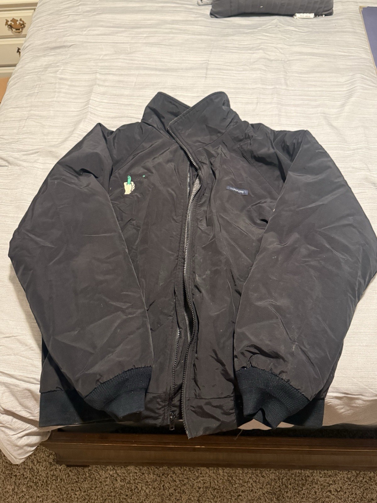 Lawn Doctor Black Embroidered Jacket Lands End Medium Men