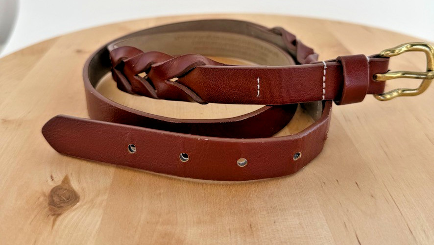 Braided Leather Belt Womens Brown Bonded Flat Size M/L 31-33 in Casual Western