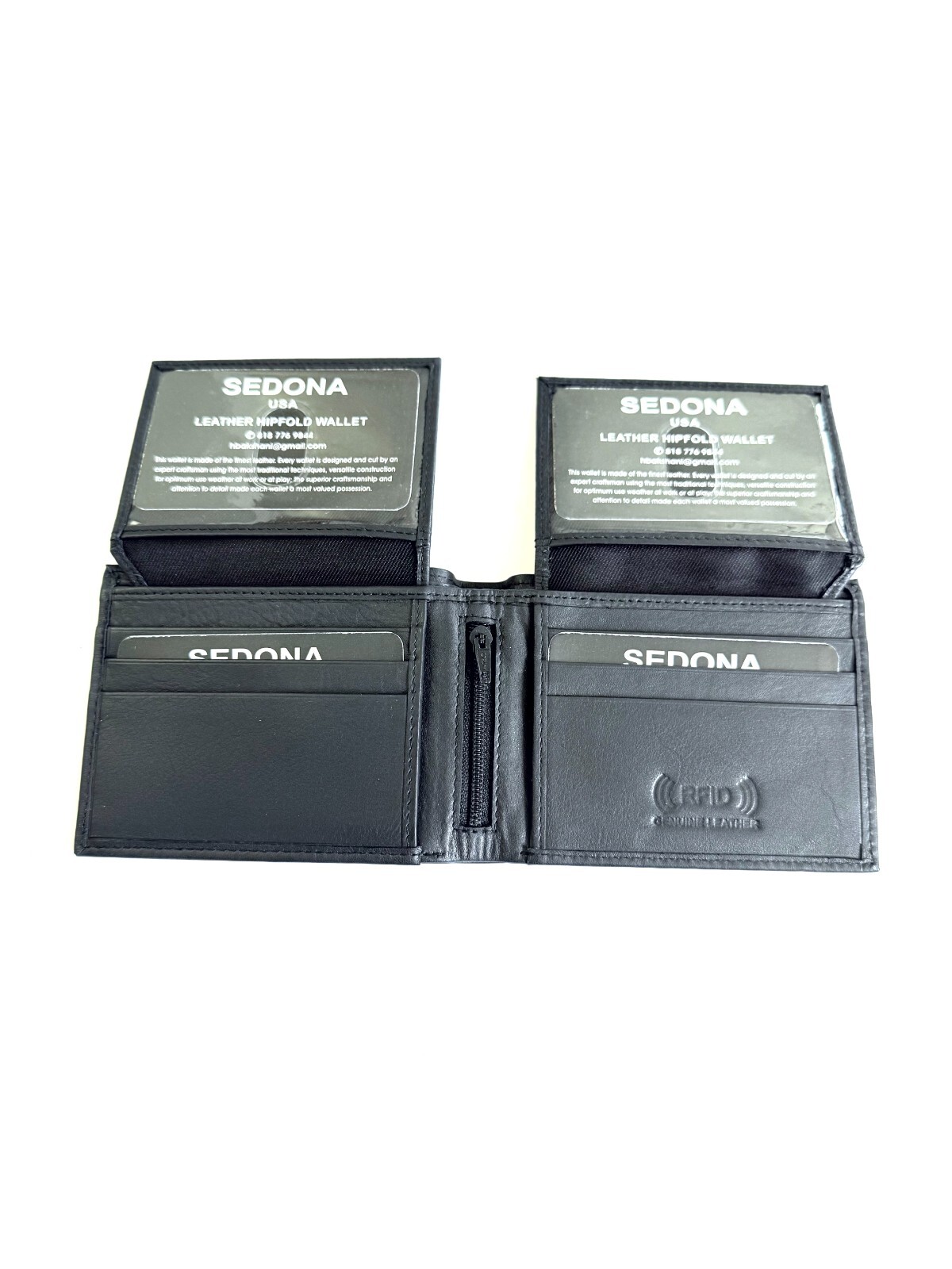 SEDONA® RFID BIFOLD WALLET WITH 2 FLAPS, 4 ID WINDOWS, 8 CARD SLOTS