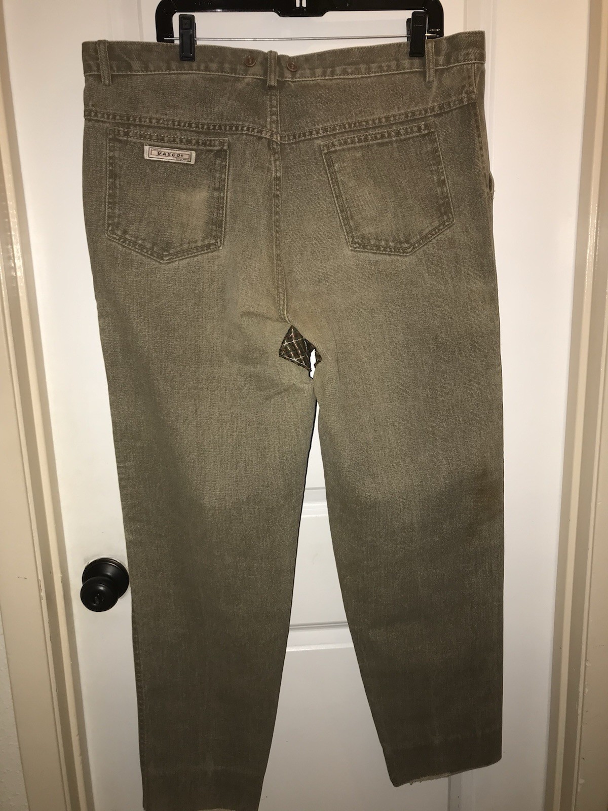 Vintage 70s Vasco Beige Cargo Denim Mechanic Pants Men’s 38×30 Talon Zipper USA