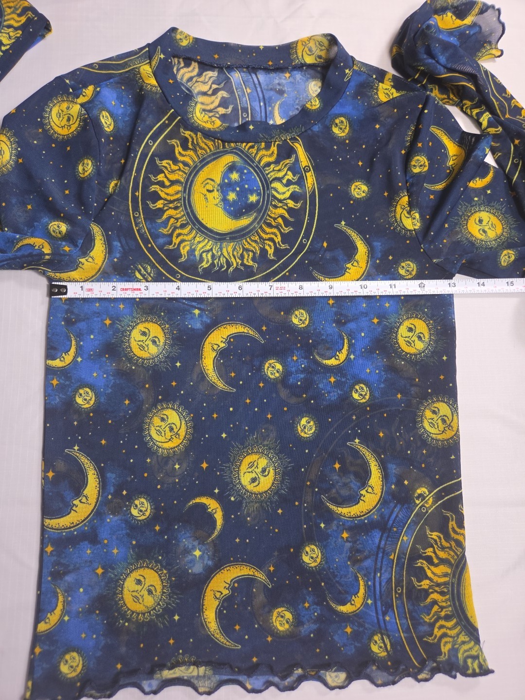 Sun Moon Celestial mesh top, Long Sleeved Size XS/SM
