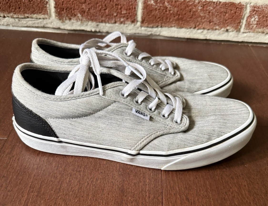 VANS Canvas Low Top Lace-Up Sneakers Gray/Black/White Men’s US 9.5