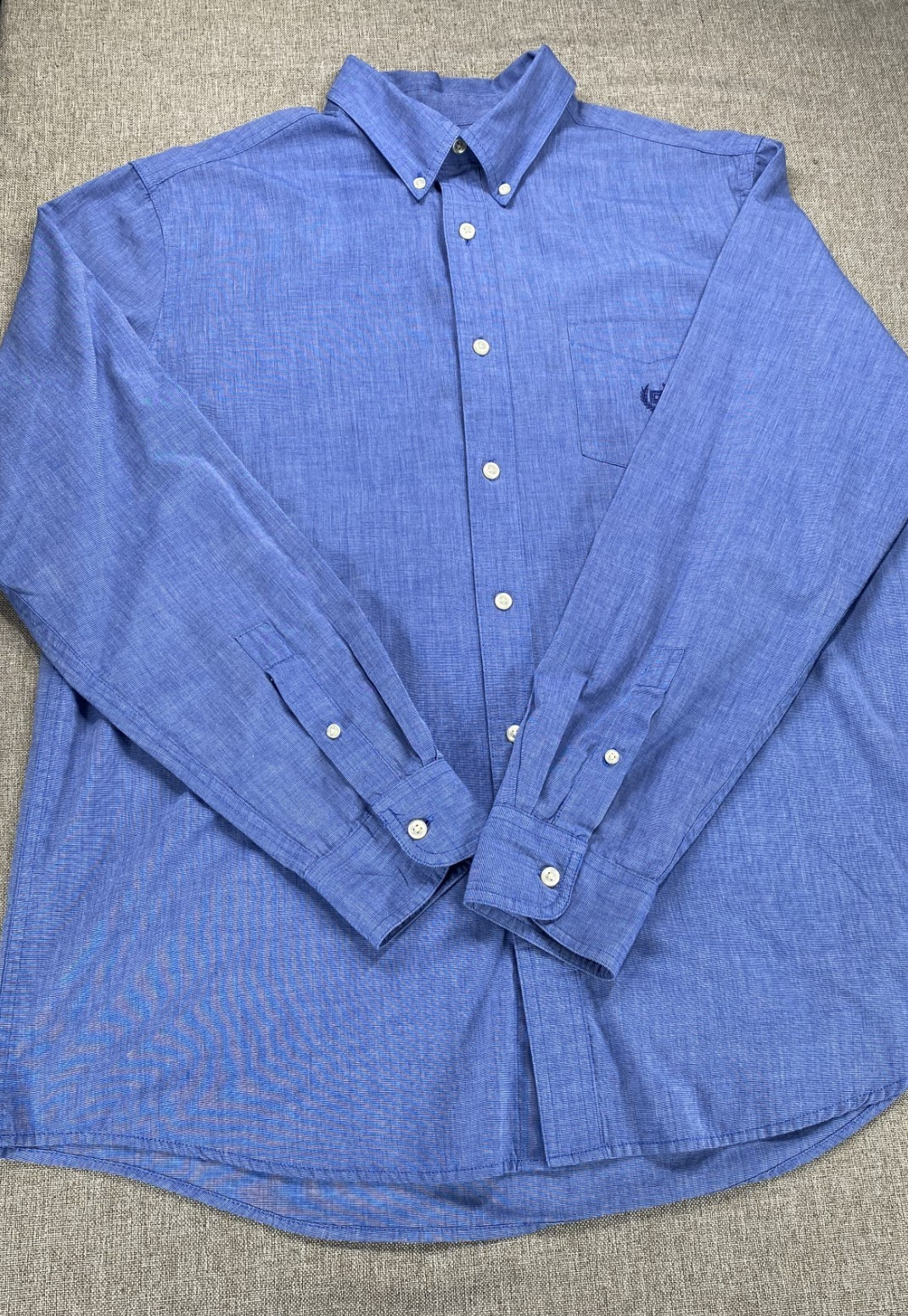 Chaps Button Down Shirt Top Men’s Large Blue Long Sleeve Pockets Easy Care