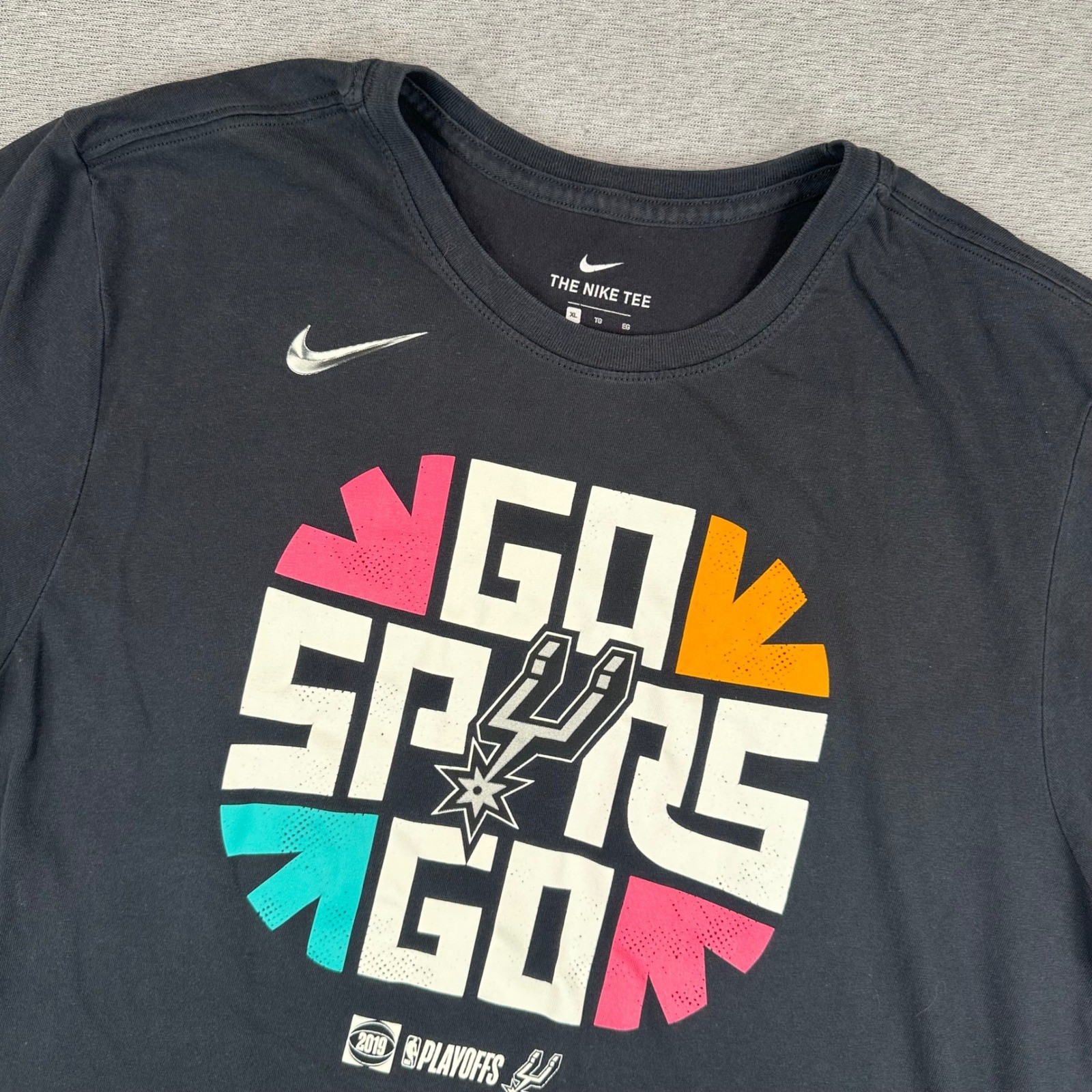 San Antonio Spurs Nike Shirt Mens XL Black Go Spurs Go 2019 NBA Playoffs Dri-FIT