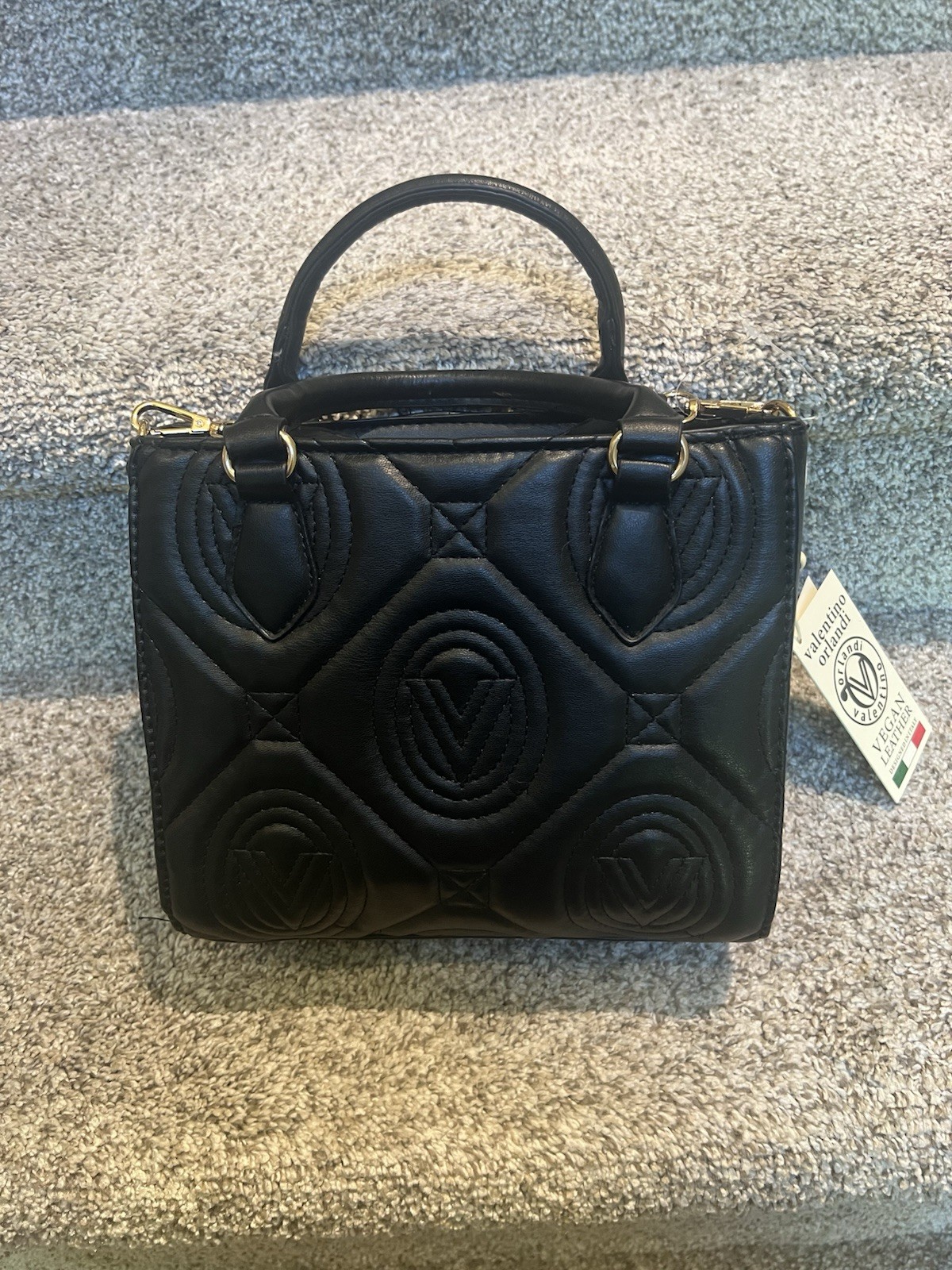 Black Satchel Top Handle Zip/Magnetic, Detachable Adjustable Strap, Gold HW