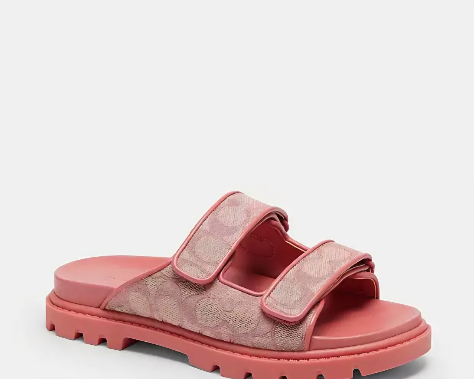 NWT Coach Woman Two Band Sport Slide In Signature Jacquard True Pink CBN29