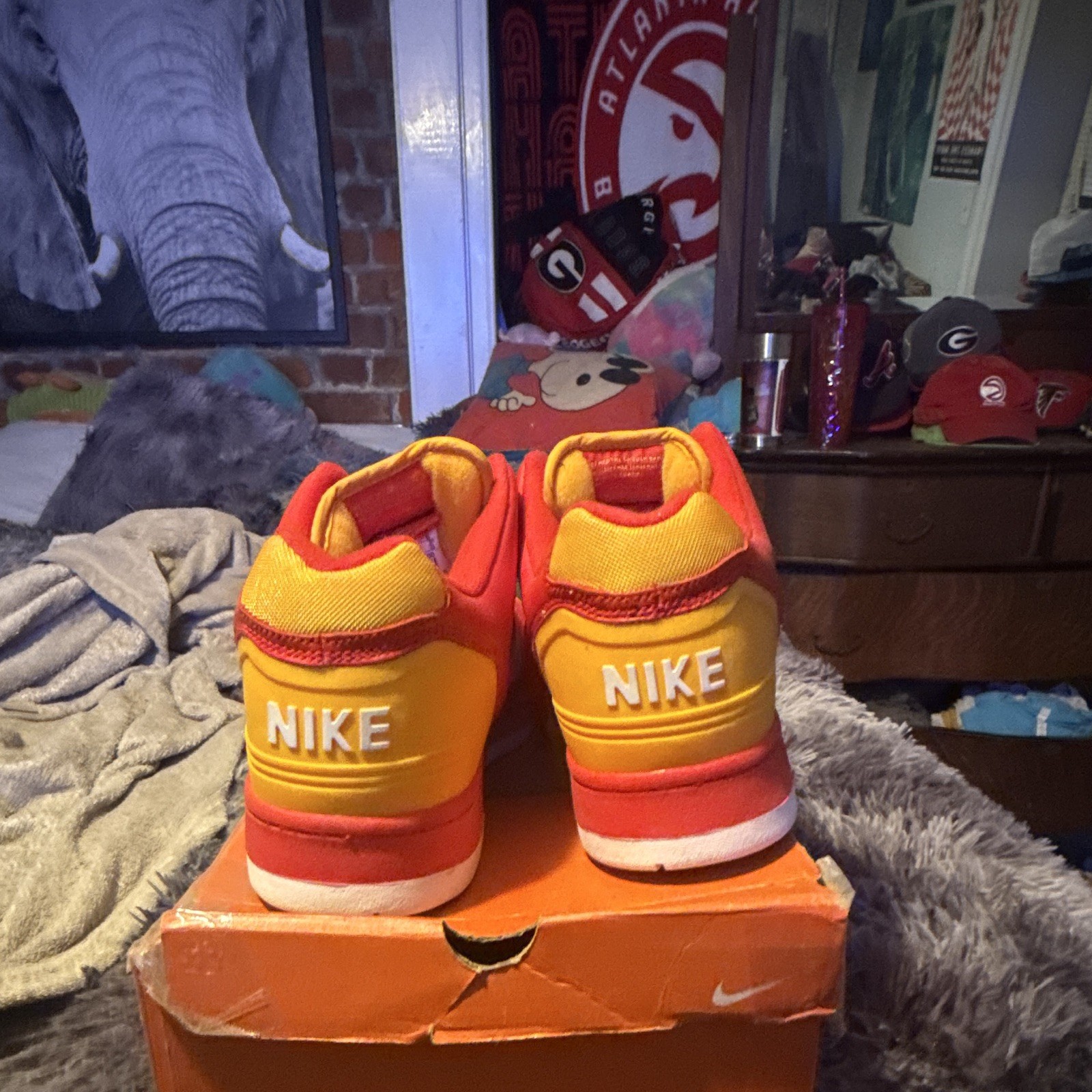 Nike Air Force 1 Low Top Men’s Sneaker Red Yellow White Lace-Up Solid