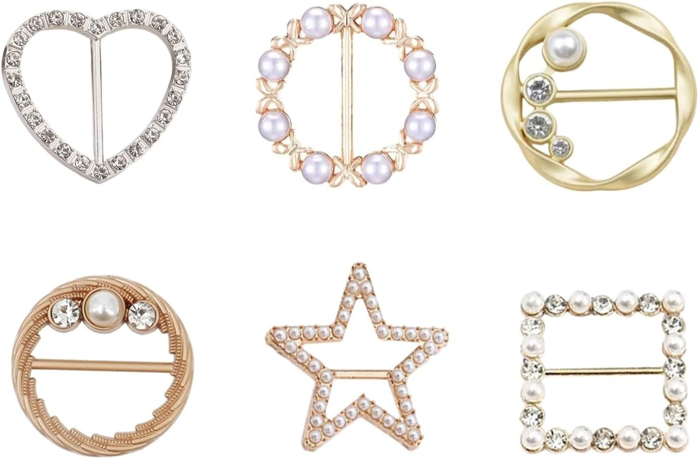 6 PCS Scarf Ring Clips for Women, T-Shirt Ties Clips Silk Scarf Buckle Shirt Cin
