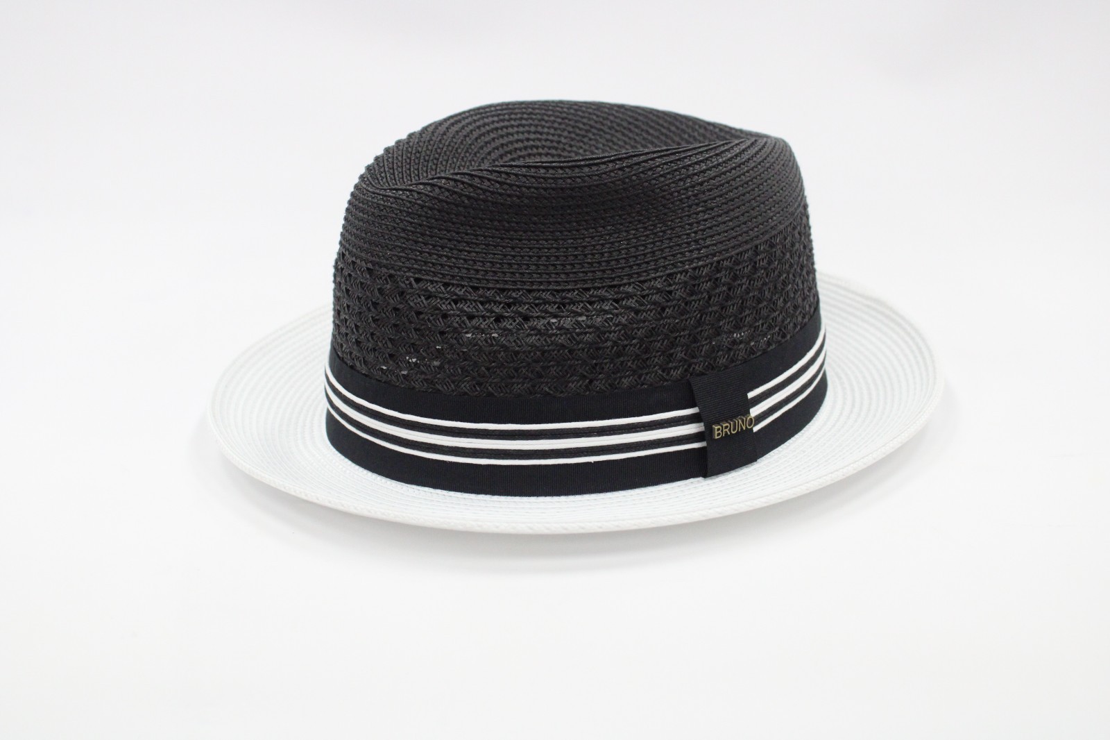 Men’s Bruno Capelo Fedora 100% Poly Braid Black/White HW-800