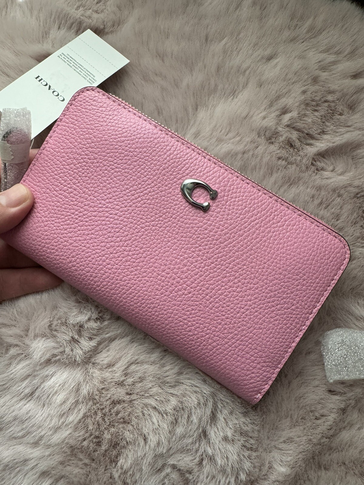 Coach Essential Medium Zip Around Wallet CR546 IN Silver/Vivid Pink