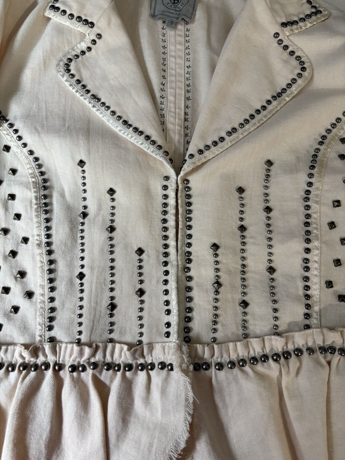 Double D Ranch Archival Studded PeplumCotton Jacket Ivory Cream Western Small