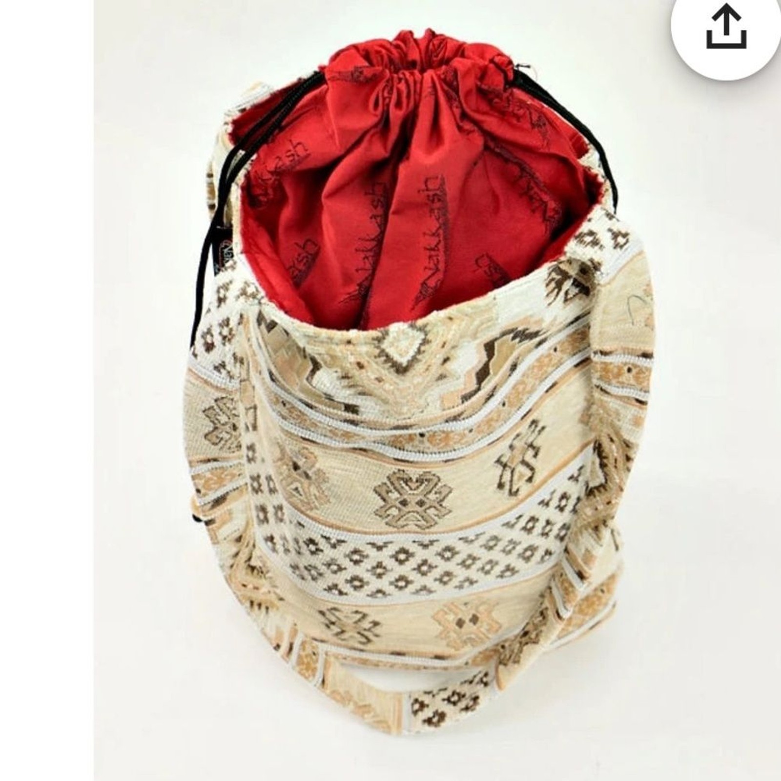 Nakkash Drawstring turkish kilim rug bag Anatolian pouch purse bucket bag