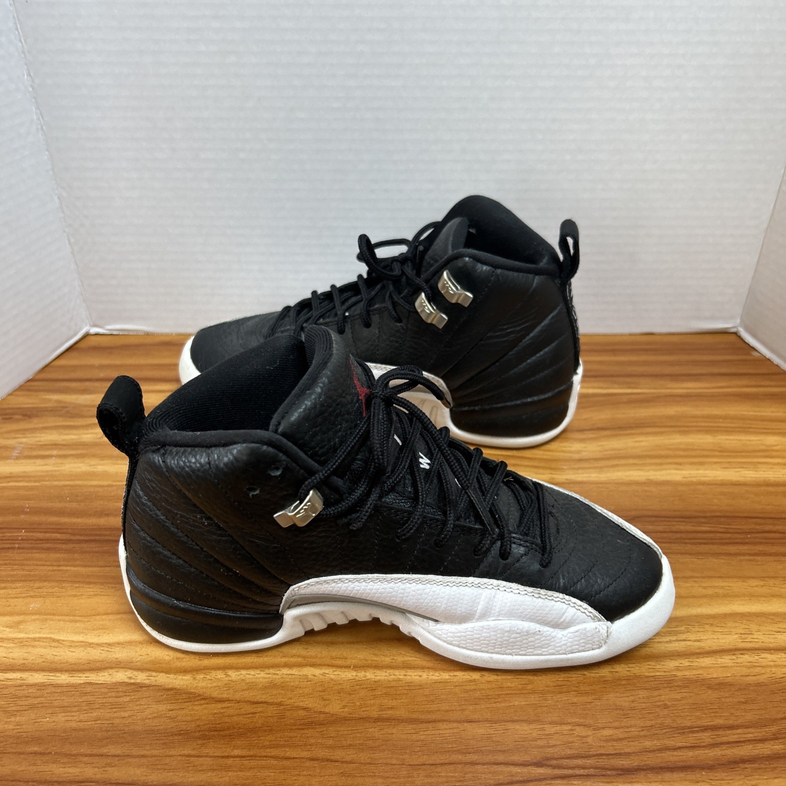 Jordan 12 Retro Playoffs 2022 GS Black White Red 153265-006 Kids Size 4.5 SP3472