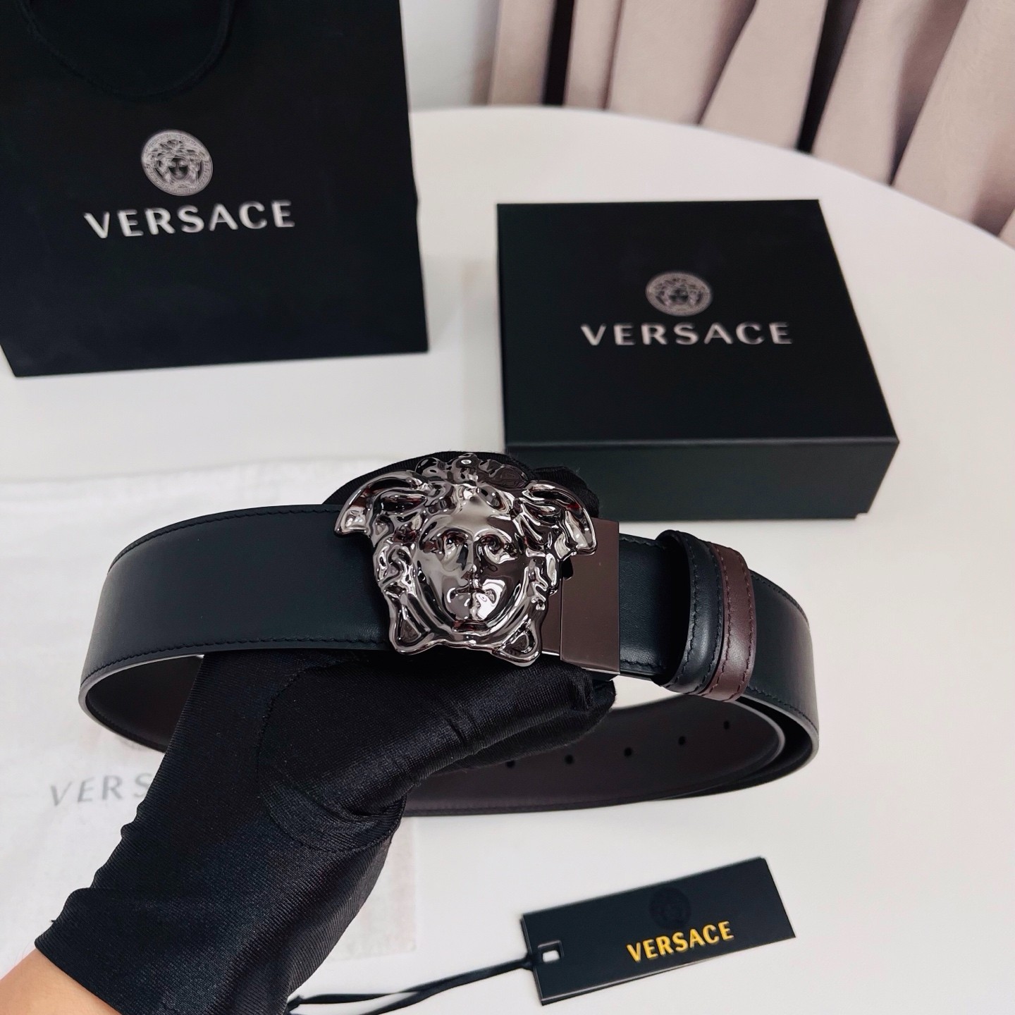 Authentic Versace La Medusa Men’s Leather Belt