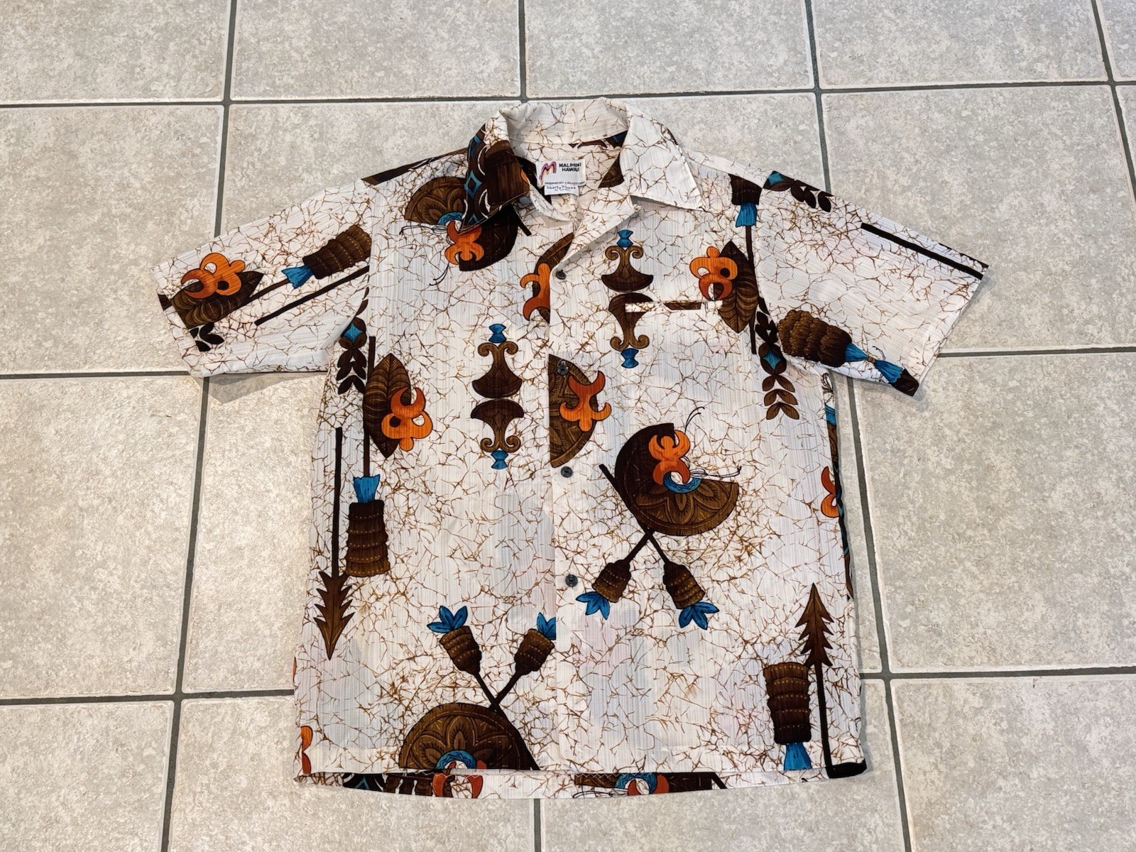 Vintage 60s 70s Malihini Hawaii Liberty House Designer’s Collection Shirt L tiki