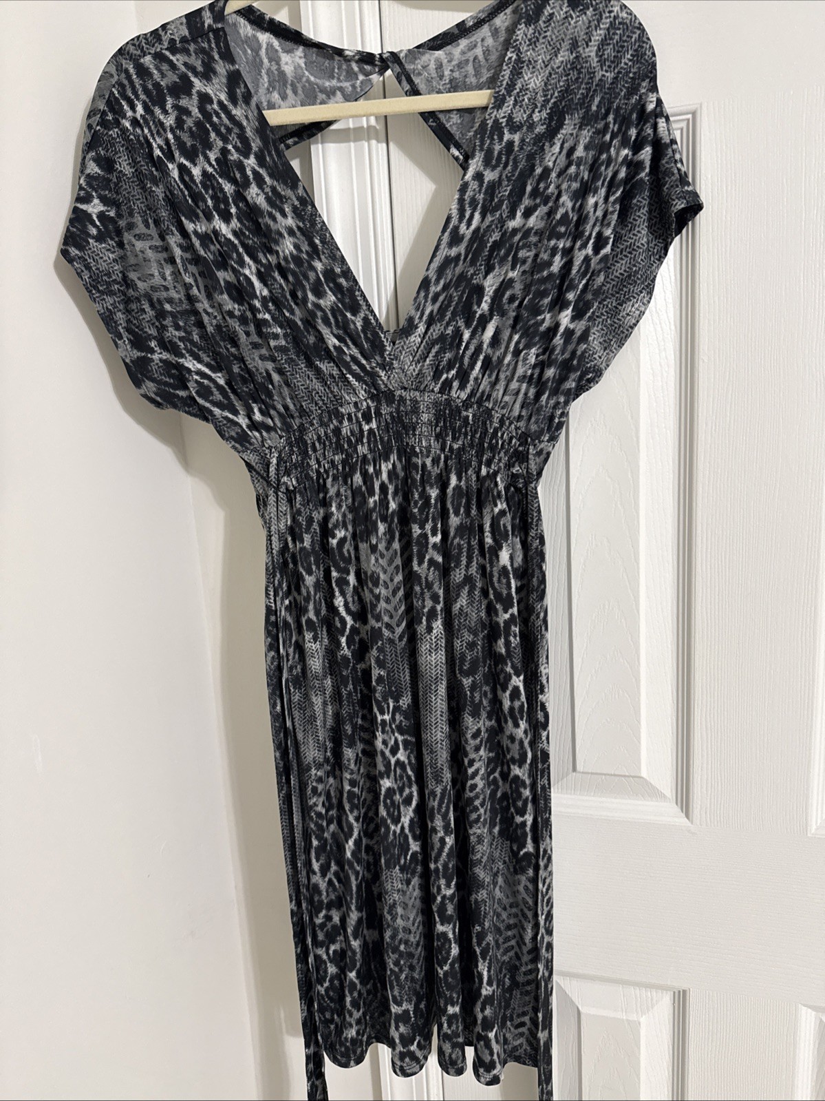 Bisou Bisou Women’s Dress Black Black & Gray Animal Print Size 6