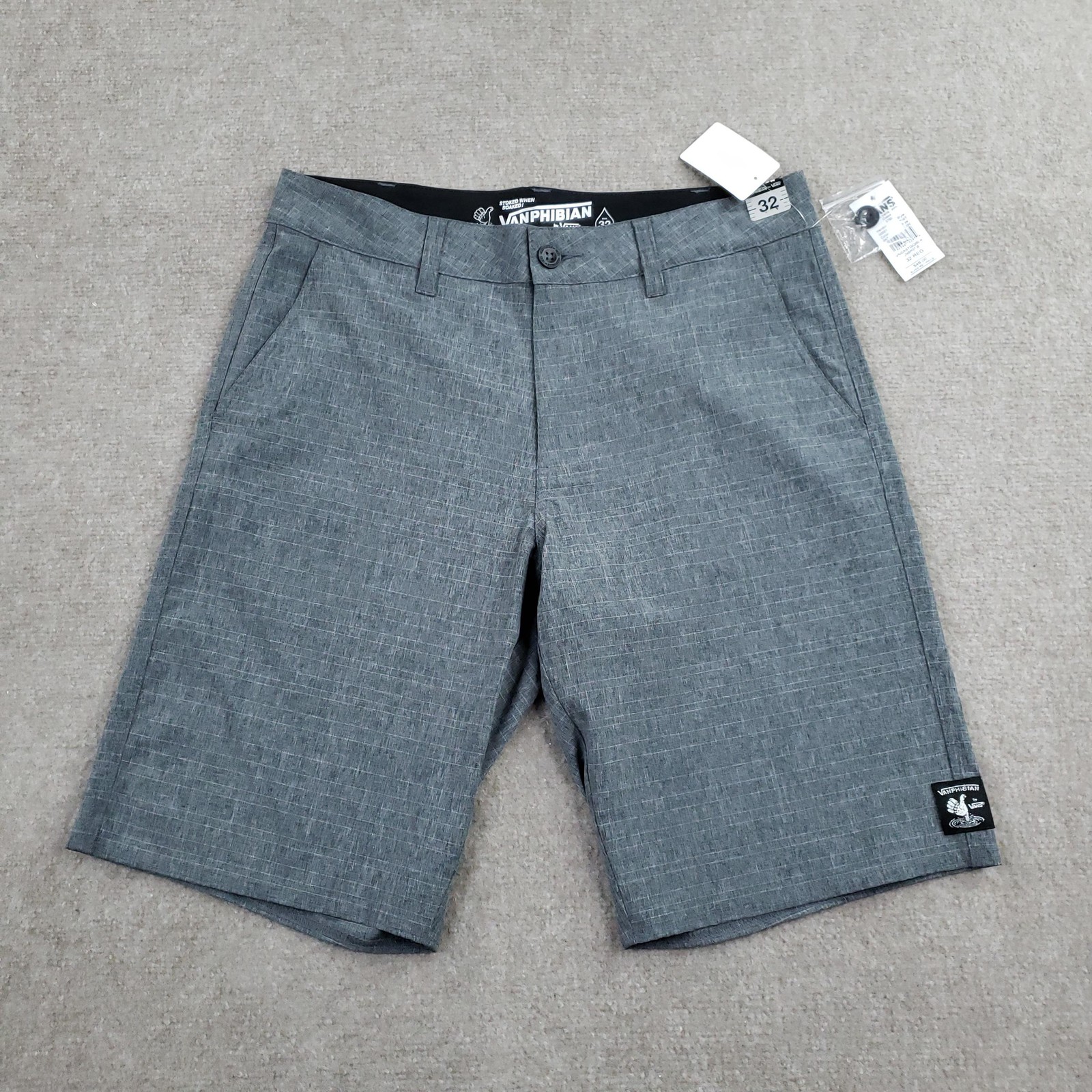 Vanphibian By Vans Short Mens 32 Gray Quick Dry Stretch Pockets Back Pocket Swim